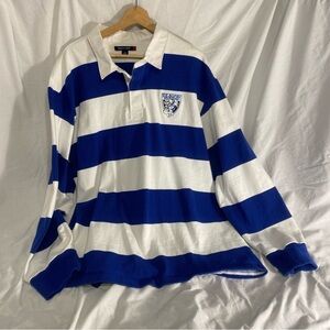 University of Kentucky Rugby Blue and White Striped Heavy LS Polo